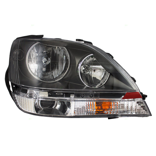 Brock Replacement Passengers Halogen Headlight Headlamp with Black Bezel Compatible with RX300 8111048031