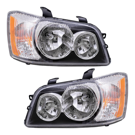 Brock Replacement Driver and Passenger Headlights Headlamps Compatible with 2001-2003 Highlander 81170-48150 81130-48150