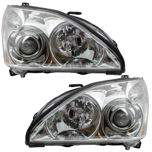 Brock Replacement Driver and Passenger HID Headlights Headlamp Units Compatible with 2004-2006 RX330 SUV 8118548210 8114548210