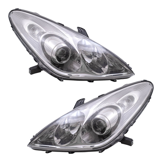 Brock Replacement Pair Set Halogen Combination Headlights Headlamps Compatible with 05-06 ES330 81170-33561 81130-33561