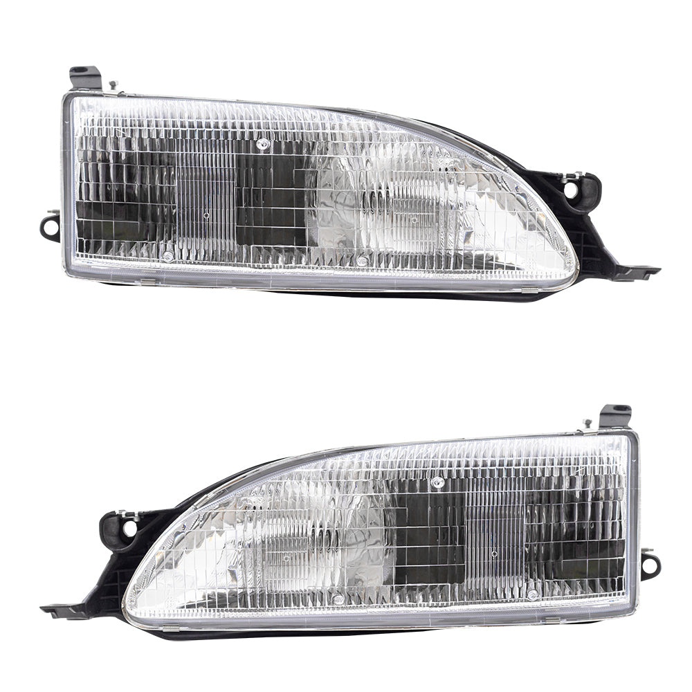 Brock Replacement Driver and Passenger Headlights Headlamps Compatible with 1995-1996 Camry 81150-33162 81110-33162