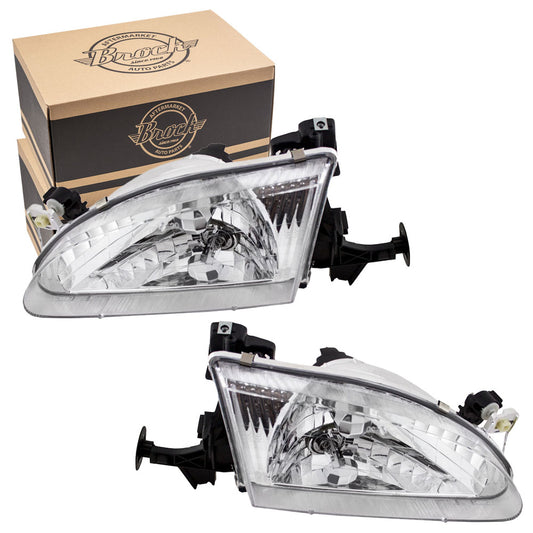 Brock Replacement Driver and Passenger Headlights Headlamps Compatible with 81150-02050 81110-02060