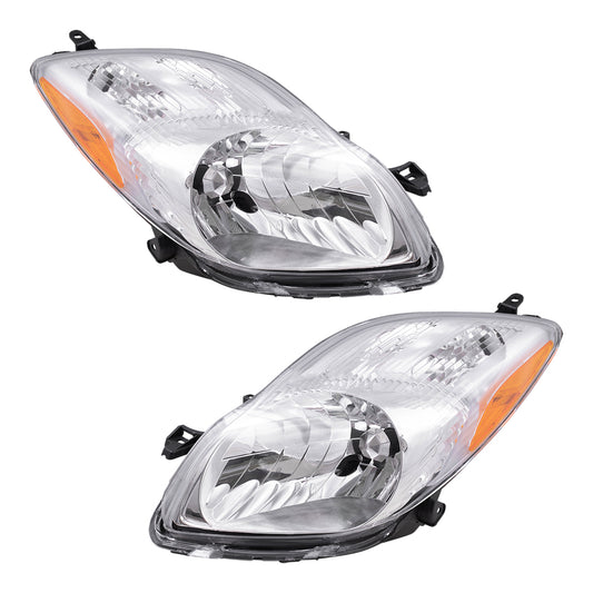 Brock Replacement Driver and Passenger Headlights Headlamps Compatible with Yaris 81170-52B40 81130-52B50