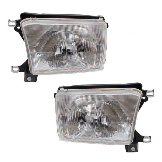 Brock Replacement Pair Set Halogen Headlights Headlamps Compatible with 96-98 4Runner SUV 8115035211 8111035231