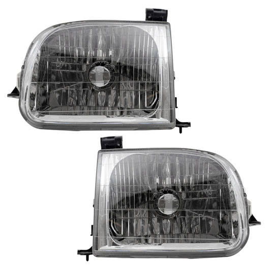 Brock Replacement Driver and Passenger Headlights Headlamps Compatible with 2000-2004 Tundra Regular Access Cab Pickup Truck 811500C010 811100C010