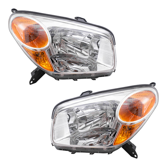 Brock Replacement Driver and Passenger Headlights Headlamps Compatible with RAV4 81106-42280 81105-42280