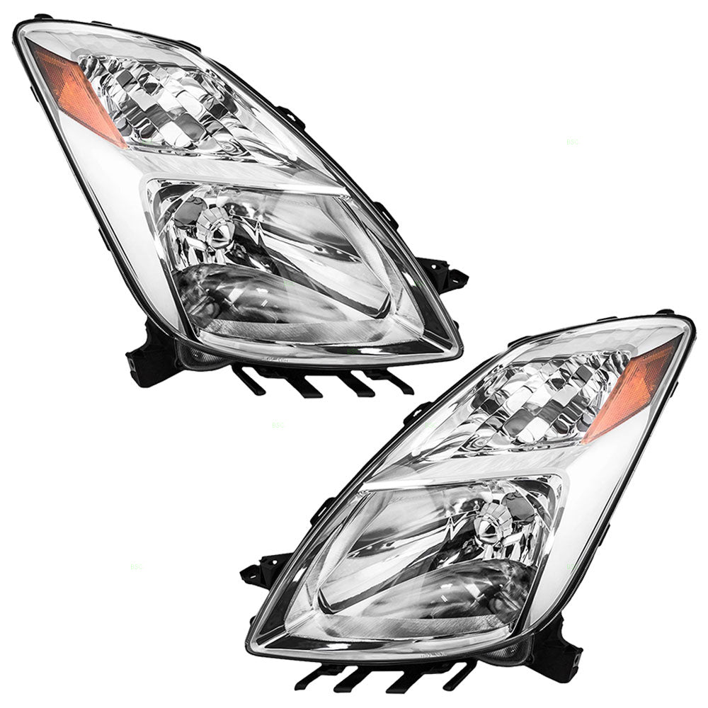 Brock Replacement Driver and Passenger Halogen Headlights Headlamps Compatible with Prius 81170-47070 81130-47070