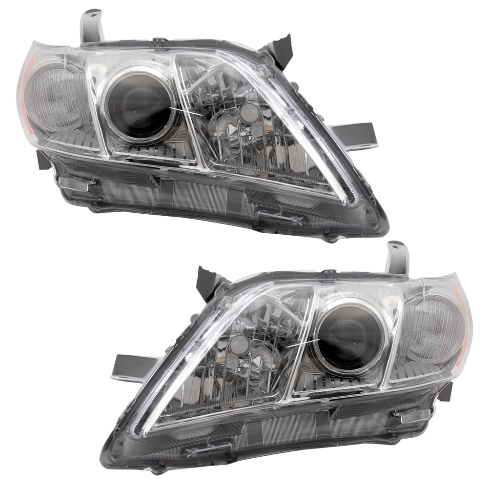 Brock Replacement Pair Set Headlights Headlamps with Clear Lens Compatible with 07-09 Camry 8117006202 8113006201