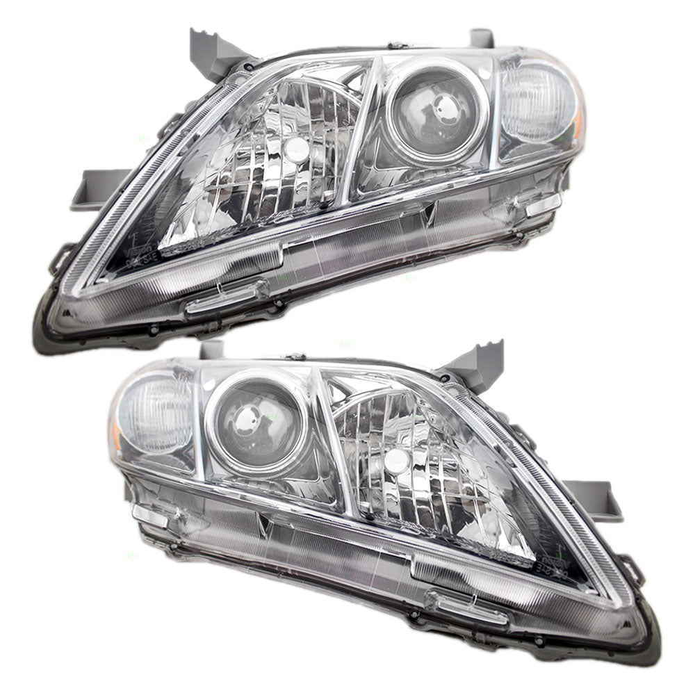 Brock Replacement Pair Set Headlights Headlamps with Smoked Lens Compatible with 07-09 Camry 8115006C00 8111006C00