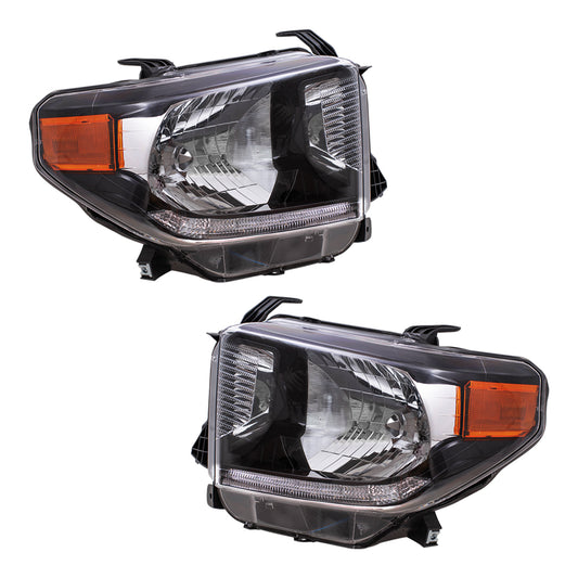 Brock Replacement Set Halogen Headlights Compatible with 2018 2019 2020 Tundra