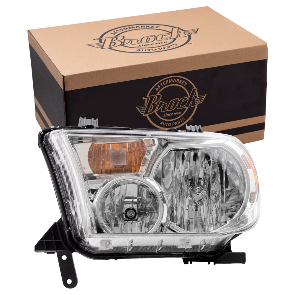 Brock Replacement Drivers Halogen Headlight Headlamp Compatible with 2008-2017 Sequoia 811500C051