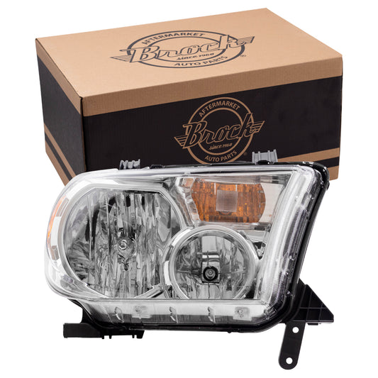 Brock Replacement Passengers Halogen Headlight Headlamp Compatible with 2008-2017 Sequoia 811100C051