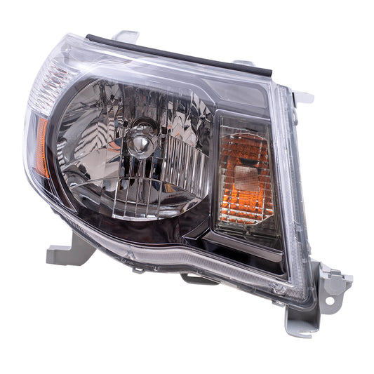 Brock Replacement Passengers Headlight Headlamp with Black Chrome Bezel Compatible with Tacoma Pickup 8111004173