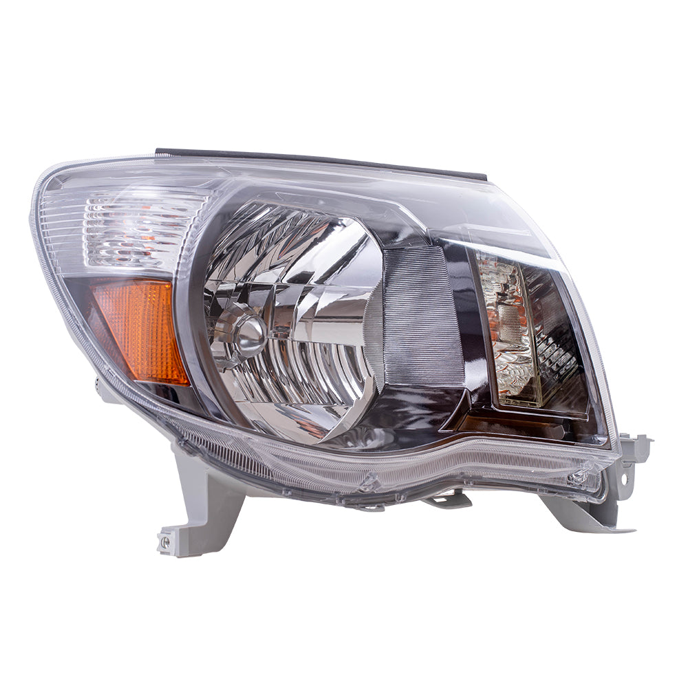 Brock Replacement Passengers Headlight Headlamp with Black Chrome Bezel Compatible with Tacoma Pickup 8111004173