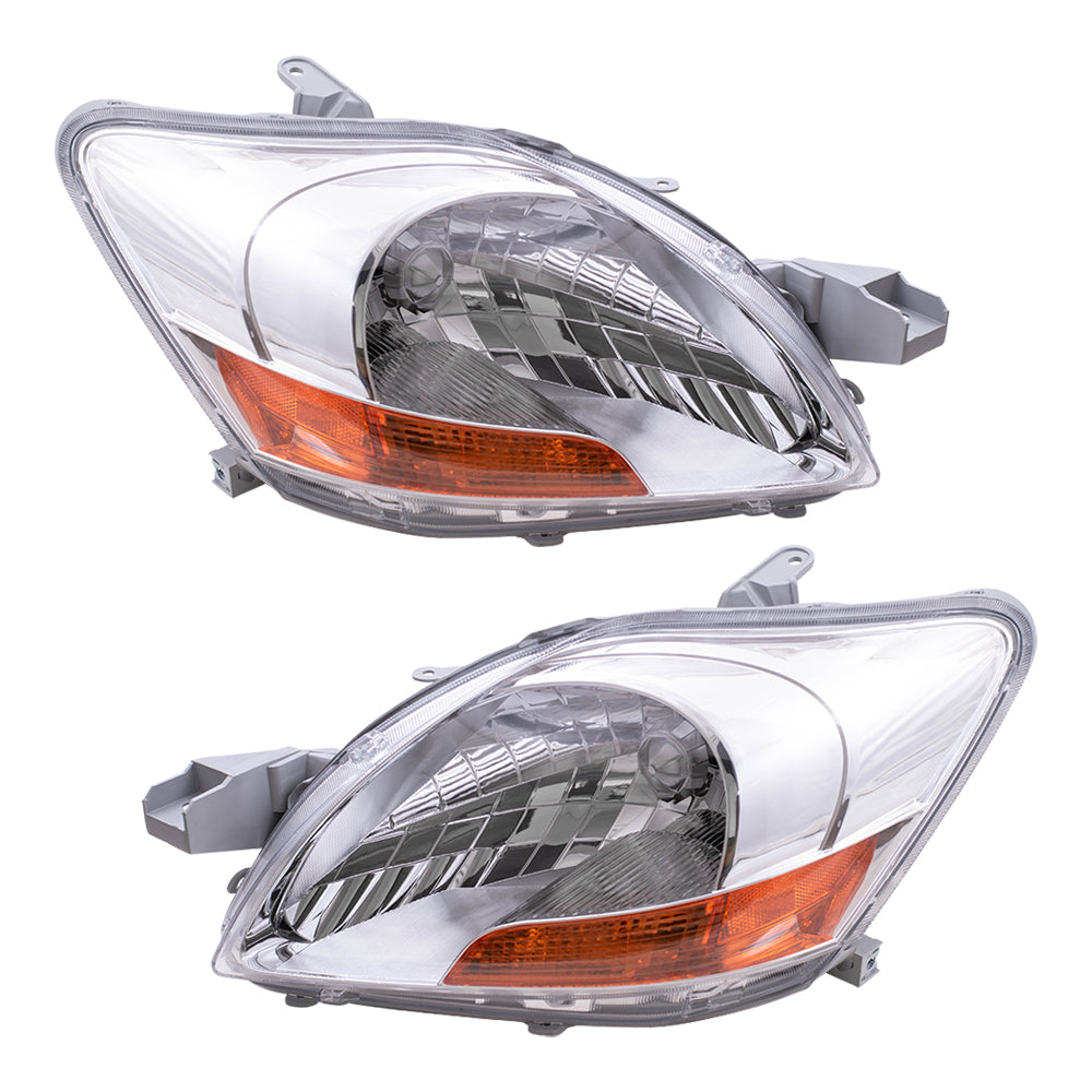 Brock Replacement Driver and Passenger Headlights Headlamps Compatible with Yaris 81170-52740 81130-52750