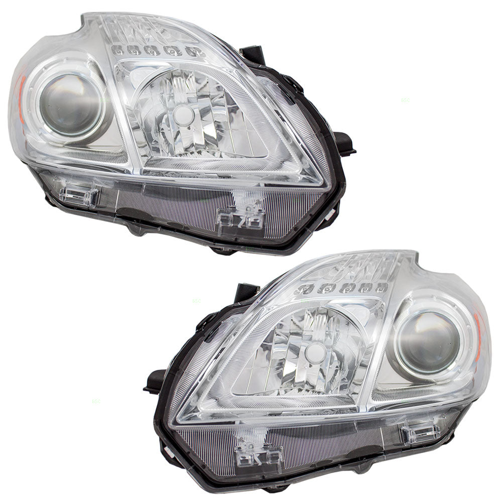 Brock Replacement Driver and Passenger Halogen Headlights Headlamps Compatible with Prius 8117047211 8113047211