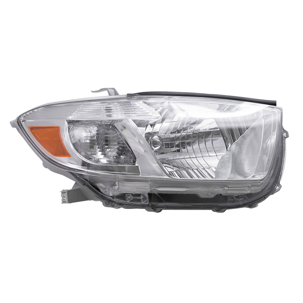 Brock Replacement Driver and Passenger Headlights Headlamps with Clear Lens Compatible with 2008-2010 Highlander SUV 8117048460 8113048470