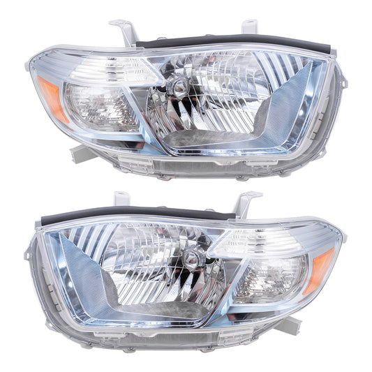 Brock Replacement Driver and Passenger Headlights Headlamps Compatible with 2008-2010 Highlander Hybrid SUV 8117048480 8113048490