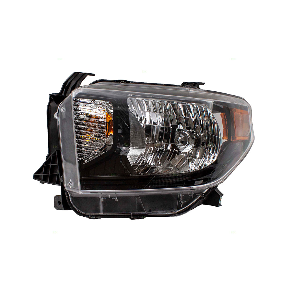 Brock Replacement Drivers Halogen Combination Headlight Headlamp & Black Bezel Compatible with 14-17 Tundra Pickup Truck w/ Power Leveling 811500C111