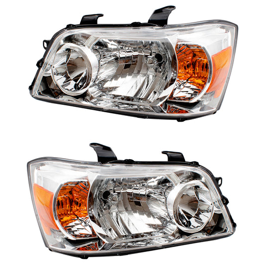 Brock Replacement Pair Set Halogen Combination Headlights Park Signal Lamps 06 Highlander Hybrid 8117048310 8113048310 TO2518104 TO2519104