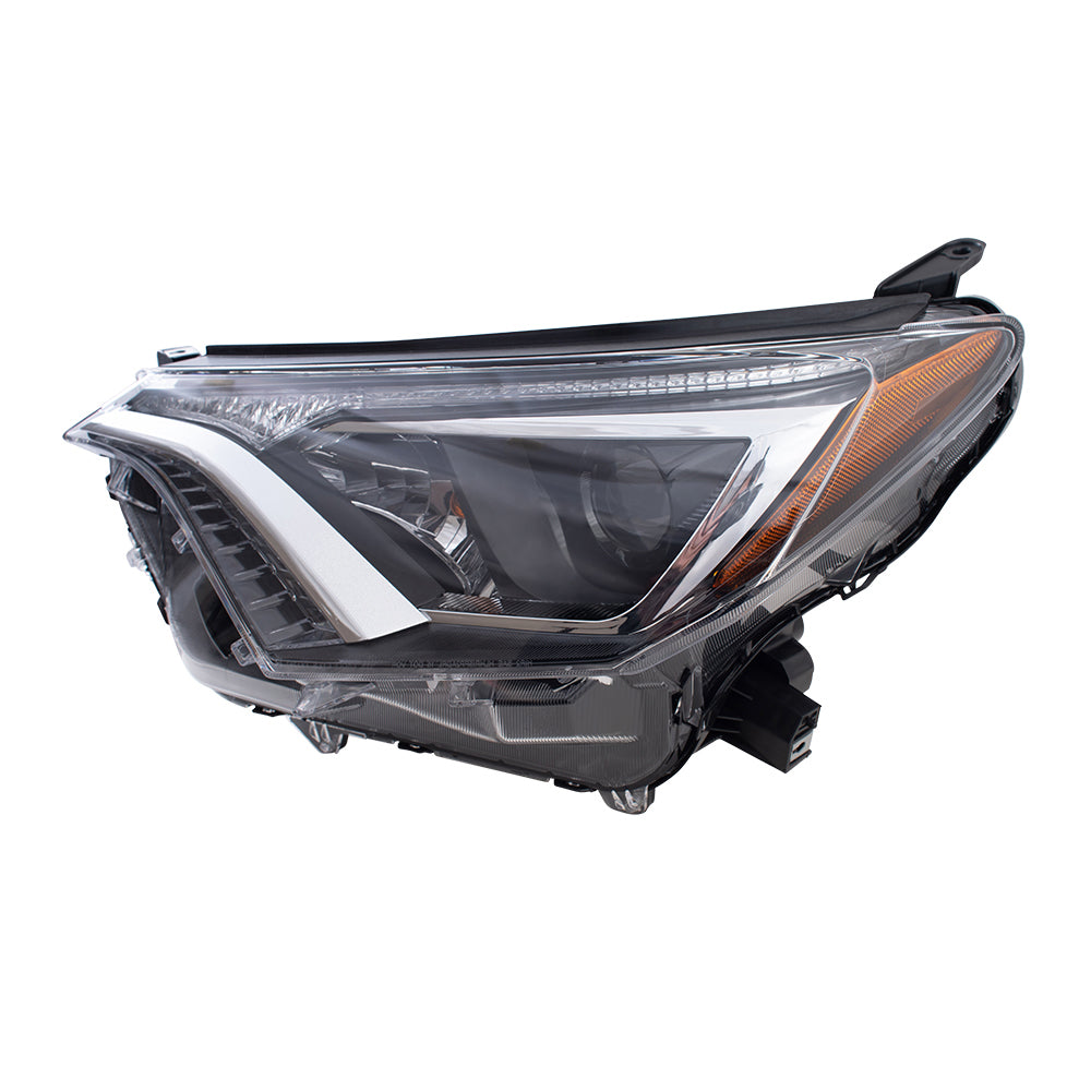 Brock Replacement Headlight Assembly Driver Halogen Headlamp Compatible with 2016-2018 RAV4 811500R080 81150-0R080