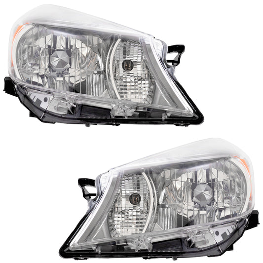 Brock Replacement Pair Headlights Headlamps w/ Smoked Trim Driver and Passenger Set Compatible with 2012-2014 Yaris Hatchback 8117052E20 8113052E20