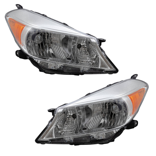 Brock Replacement Pair Set Headlights Compatible with 12-14 Yaris Hatchback