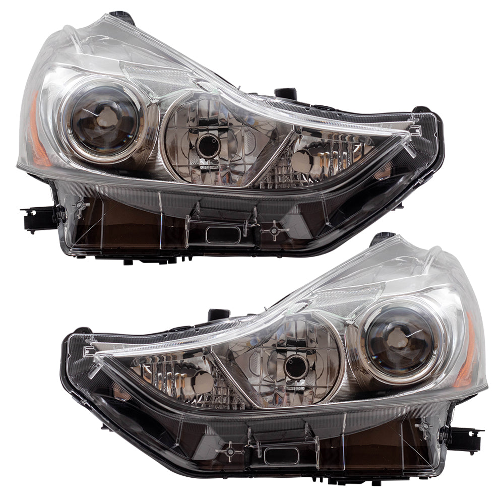 Brock Replacement Pair Headlights Driver and Passenger Halogen Headlight Set Compatible with 2015-2017 Prius V 8117047650 81130-47650