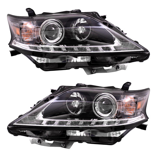 Brock Replacement Driver and Passenger Side Halogen Combination Headlight Assemblies Compatible with 13-15 RX 350 Built in Canada