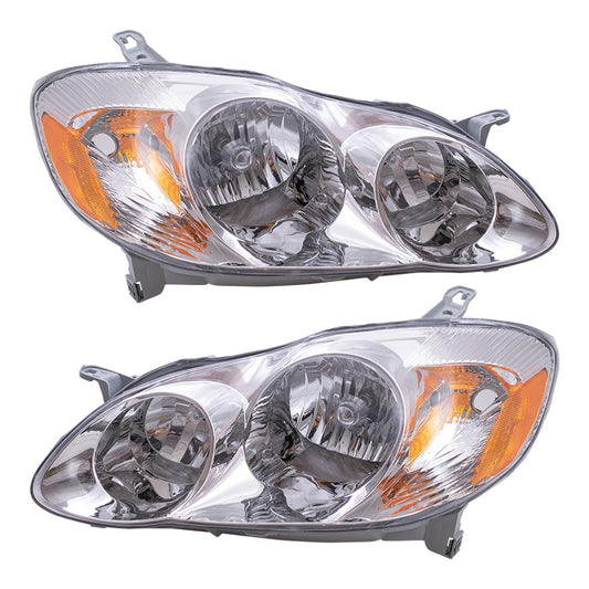 Brock Replacement Driver and Passenger Headlights Headlamps Compatible with Corolla 81150-02200 81110-02190