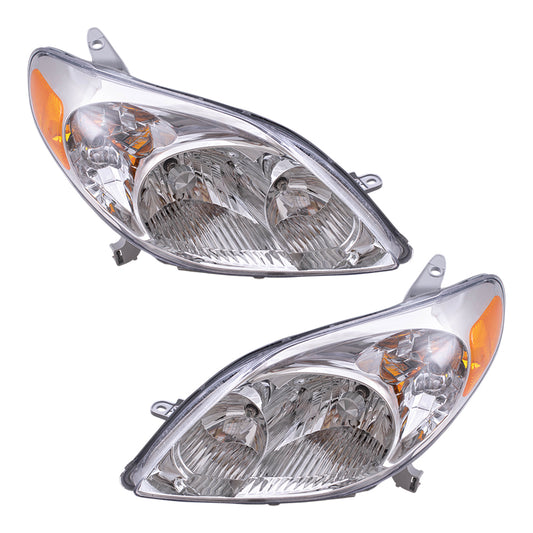 Brock Replacement Pair Set Halogen Combination Headlights Headlamps Compatible with Matrix 81150-02220 81110-02210