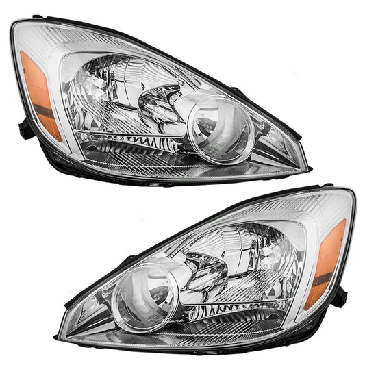 Brock Replacement Driver and Passenger Halogen Headlights Headlamps Compatible with 2004-2005 Sienna Van 81150AE010 81110AE010