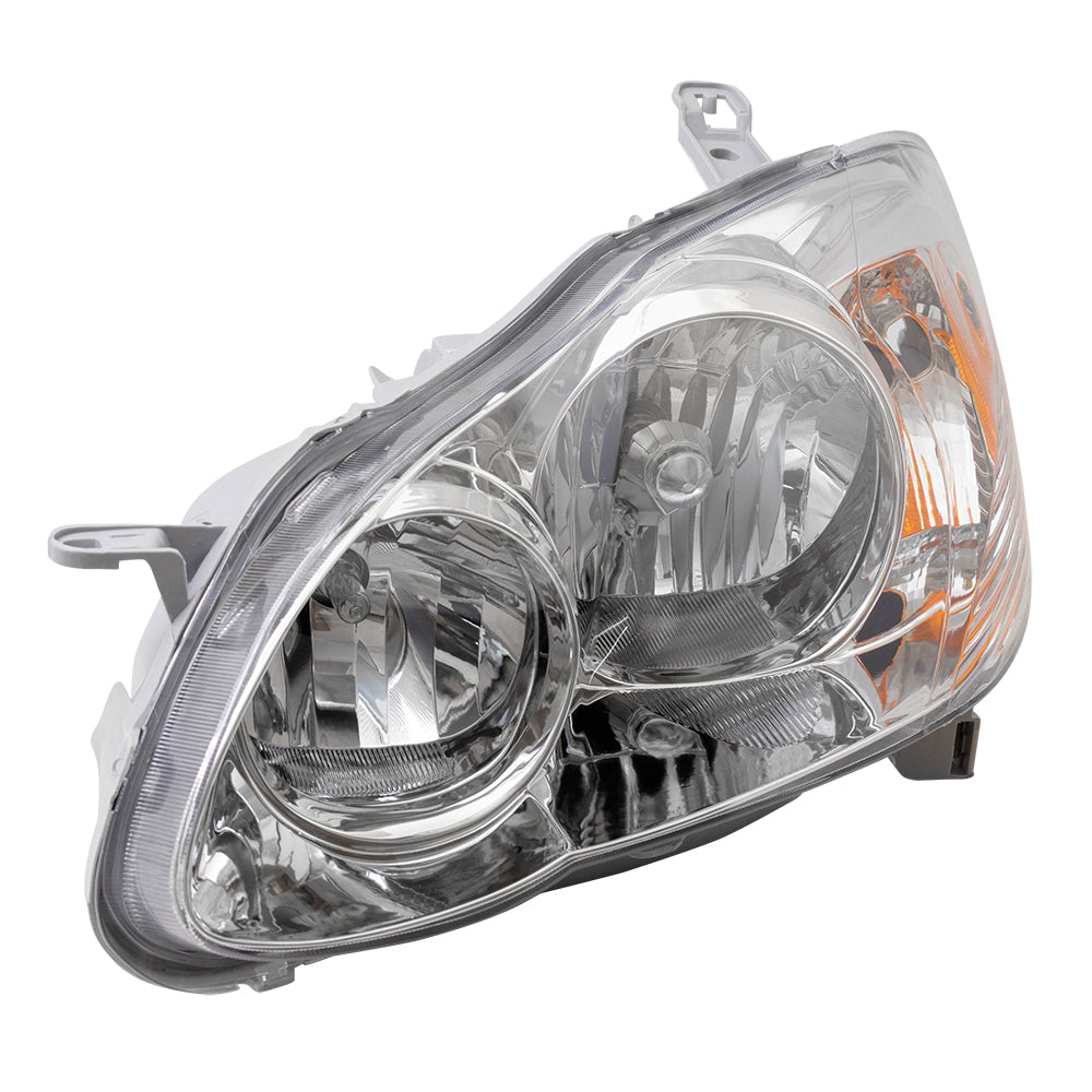 Brock Replacement Drivers Halogen Combination Headlight Lens with Chrome Bezel Compatible with 2005-2008 Corolla N. America 8115002350