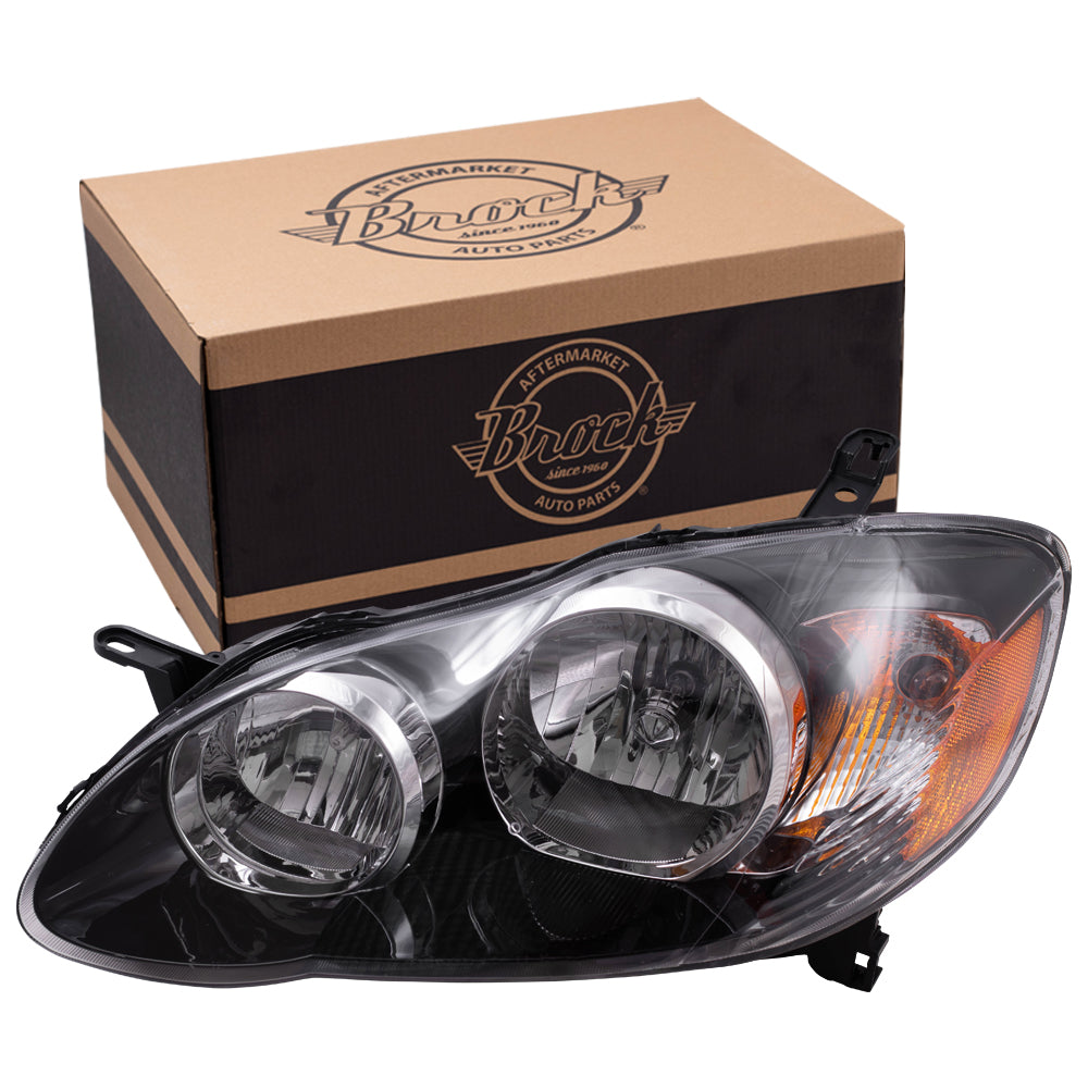 Brock Replacement Drivers Halogen Headlight Headlamp with Smoked Lens Compatible with 2005-2008 Corolla 8115002360