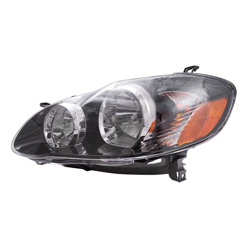 Brock Replacement Drivers Halogen Headlight Headlamp with Smoked Lens Compatible with 2005-2008 Corolla 8115002360