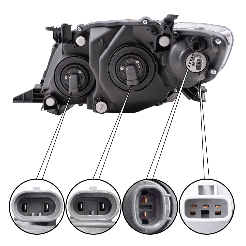 Brock Replacement Driver and Passenger Headlights with Black Housing Compatible with Corolla 81150-02680 81110-02680