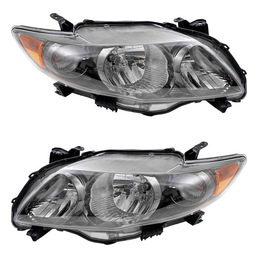 Brock Replacement Driver and Passenger Headlights with Black Housing Compatible with Corolla 81150-02680 81110-02680