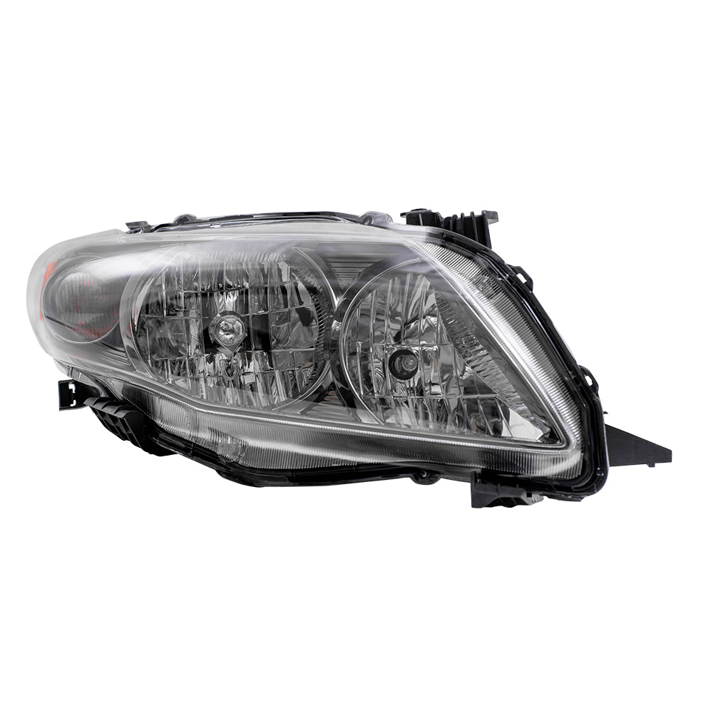 Brock Replacement Driver and Passenger Headlights with Black Housing Compatible with Corolla 81150-02680 81110-02680