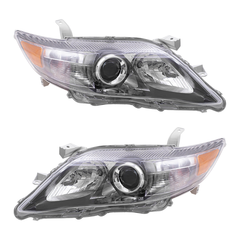 Brock Replacement Driver and Passenger Headlights Headlamps with Smoked Lens Compatible with Camry 81150-06510 81110-06510