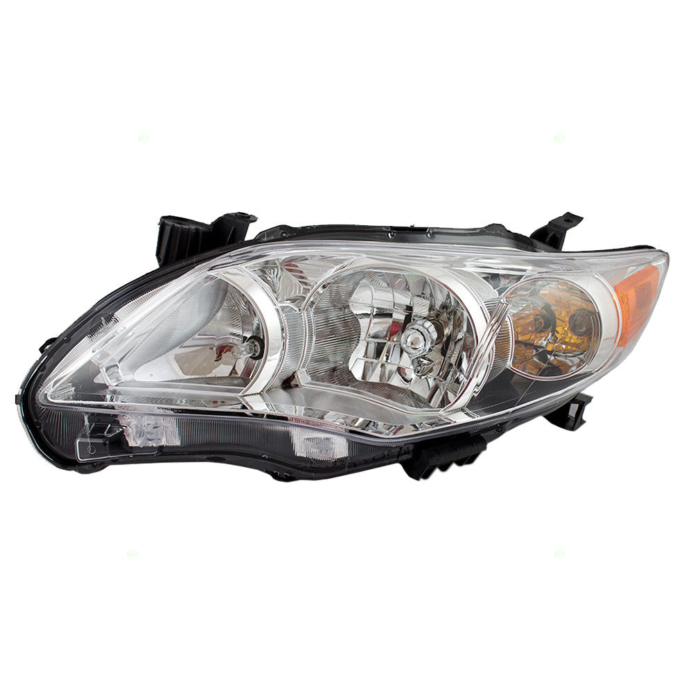 Brock Replacement Drivers Halogen Headlight Combination Headlamp with Chrome Housing Compatible with 2011-2013 Corolla 81150-02B50