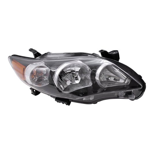 Brock Replacement Passengers Headlight Headlamp with Black Housing Compatible with Corolla 8111002B60