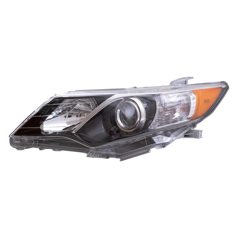 Brock Replacement Driver and Passenger Halogen Headlights with Black Bezels Compatible with 12-14 Camry 8115006800 8111006800