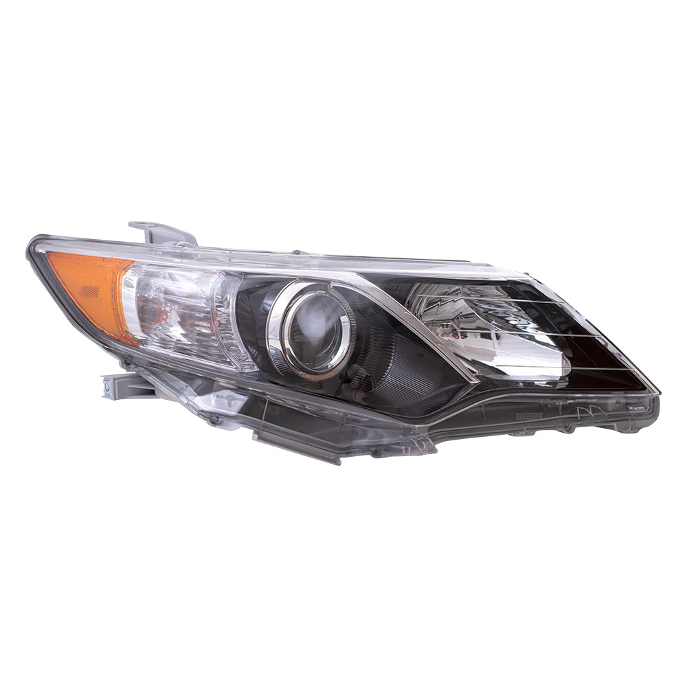 Brock Replacement Passengers Halogen Headlight Headlamp Lens with Black Bezel Compatible with 12-14 Camry 8111006800