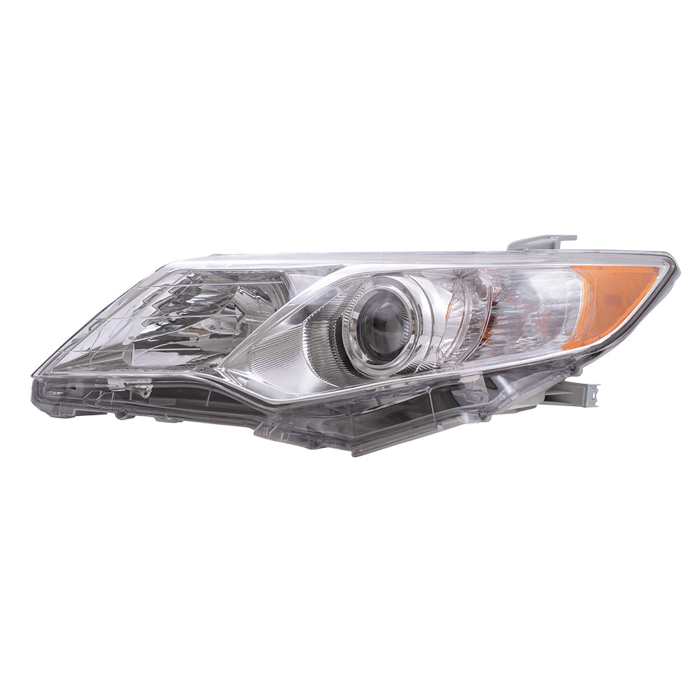 Brock Replacement Drivers Halogen Headlight Headlamp with Chrome Bezel Compatible with 12-14 Camry 8115006470