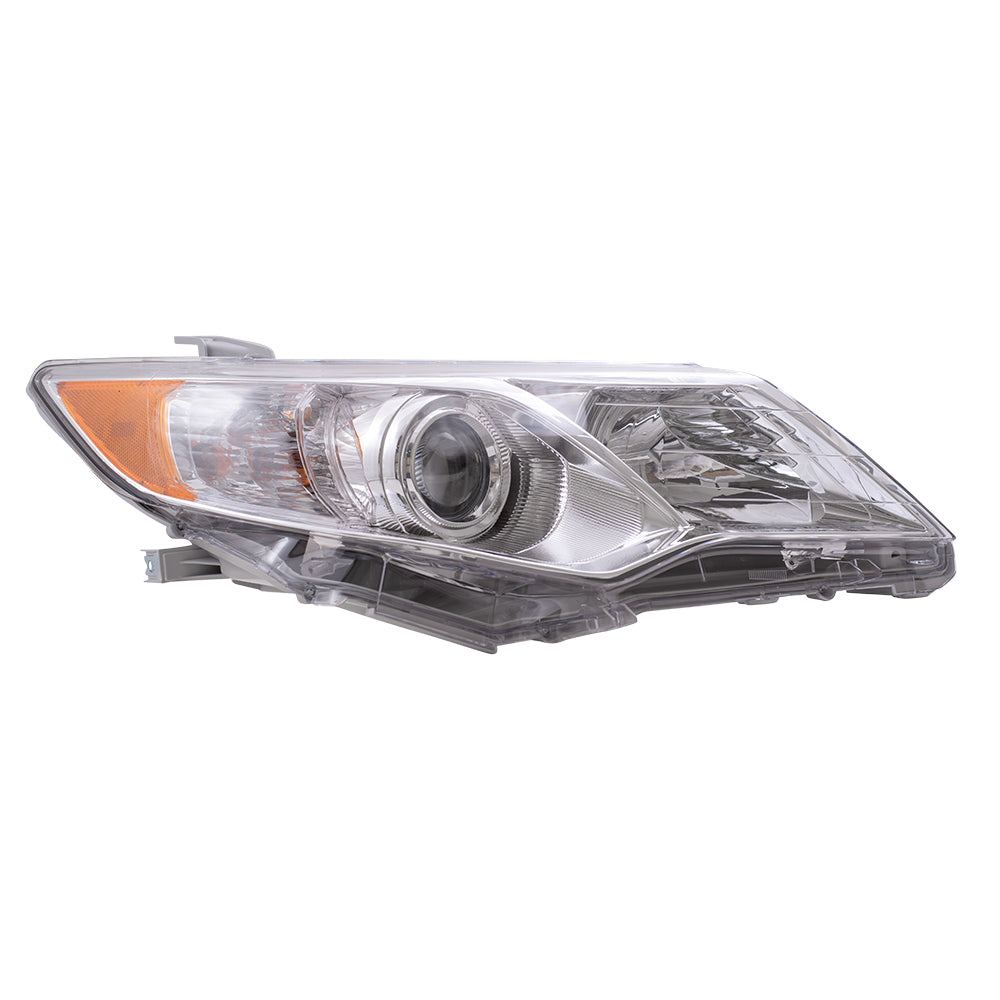 Brock Replacement Passengers Halogen Combination Headlight Headlamp with Chrome Bezel Compatible with 12-14 Camry 8111006470