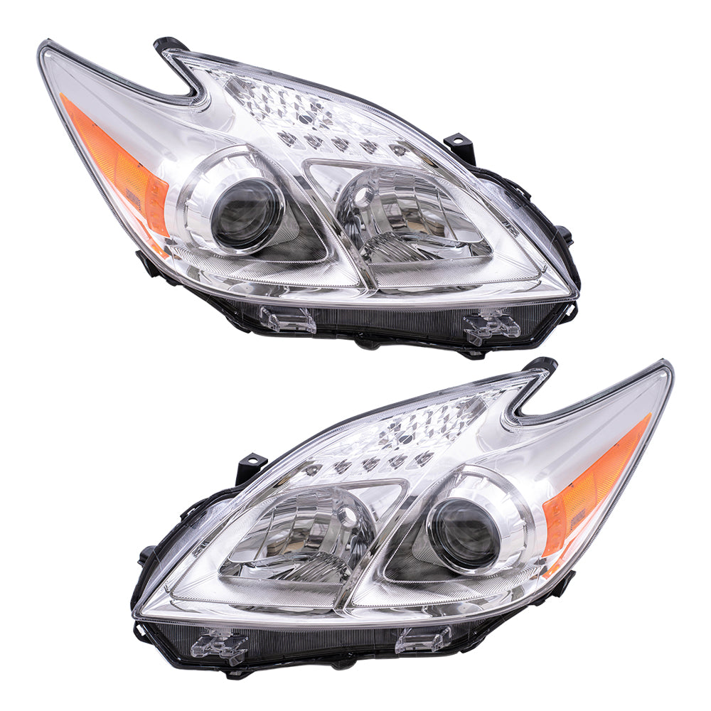 Brock Aftermarket Replacement Driver Left Passenger Right Halogen Combination Headlight Assembly Set Compatible With 2012-2015 Toyota Prius