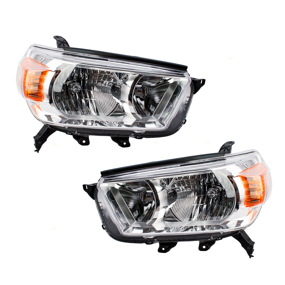 Brock Replacement Pair Set Combination Headlights Headlamp Units w/ Chrome Bezel Compatible with 4Runner 8117035520 8113035520