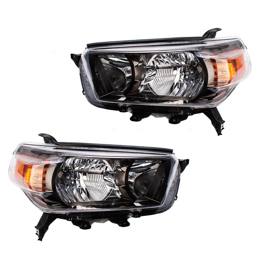 Brock Replacement Pair Set Combination Headlights Headlamp Units w/ Black Bezel Compatible with 4Runner 8117035530 8113035530