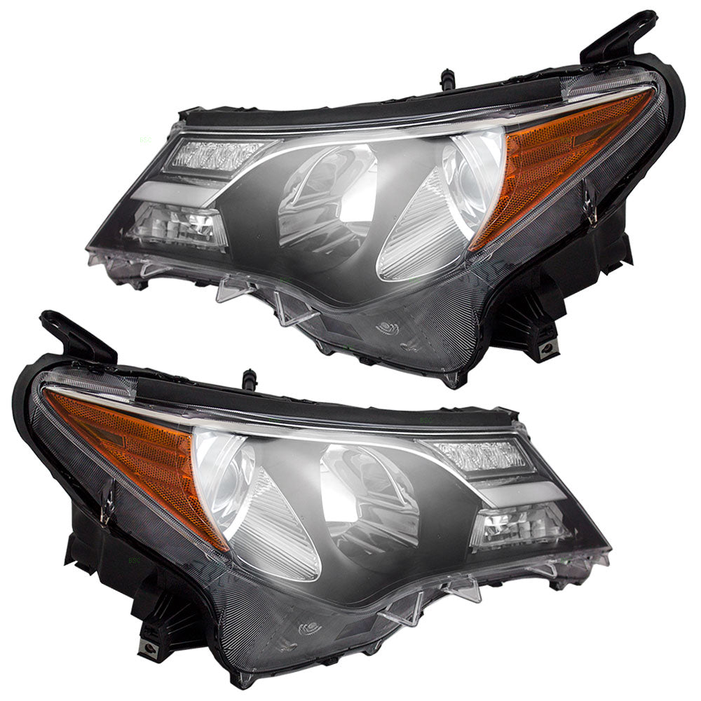 Brock Replacement Pair Set Combination Halogen Headlights Headlamps Compatible with 13-15 RAV4 81150-0R042 81110-0R042