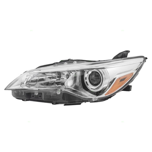 Brock Replacement Drivers Halogen Headlight Headlamp Lens with Chrome Housing Compatible with Camry & Hybrid 81150-06D90